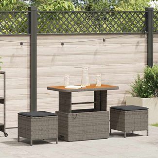 vidaXL Garten Essgruppe Grau Poly-Rattan 42007920