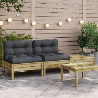 vidaXL Gartensofa mit Kissen und Hocker 2-Sitzer 838184
