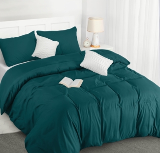 Utopia Bedding Bettwäsche 200x200 Set - Mikrofaser Bettbezug 200x200 cm + 2 Kissenbezüge 50x75 cm - Blaugrün
