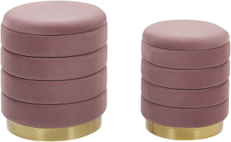 Pouf Samtstoff mit Stauraum rosa 2er Set GARLAND