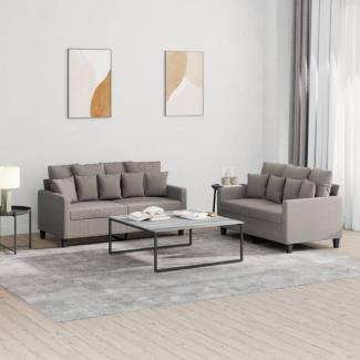 vidaXL 2-tlg. Sofagarnitur mit Kissen Taupe Stoff 3201655