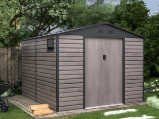 Vente-unique - Gartenhaus Gerätehaus - 8,94 m² - Stahl - Holz-Optik - Grau - ADELMO