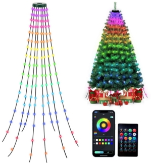Clanmacy LED-Lichterkette Christbaumbeleuchtung Häuser 160 LED Lichterkette APP-Kontrolle