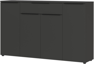 bümö Space Sideboard & Highboard 161 cm breit in Graphit - Büro Schrank aus Holz - Kommode mit Türen & 1 Schublade, Büroschrank für Akten & Ordner, Büromöbel für Arbeitszimmer, SPCSB1S-547