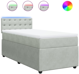 vidaXL Boxspringbett mit Matratze Hellgrau 80x200 cm Samt 3289902
