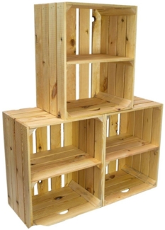 Kistenkolli Altes Land Allzweckkiste 3er set Holzkiste Johanna Natur Quer Weinregal Kistenregal Holzkiste (Spar-Set)