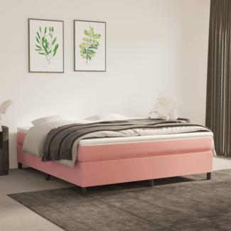 vidaXL Boxspringbett mit Matratze Rosa 180x200 cm Samt, Härtegrad: H2 [3144698]