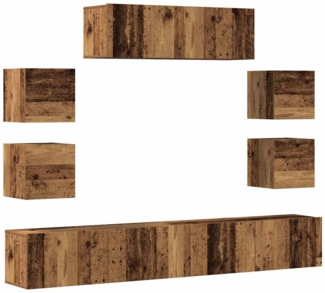 vidaXL 7-tlg. TV-Schrank-Set Wandmontage Altholz-Optik Holzwerkstoff 3329015