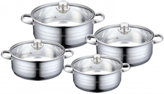 Cheffinger Kochtopf Set Topfset Glasdeckel 8-tlg Induktion Edelstahl CF-SP07