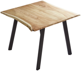Esstisch Baumkante massiv Akazie Natur 90x90 schwarz Laxmi 526334