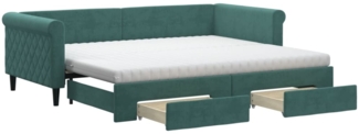 vidaXL Tagesbett Ausziehbar mit Schubladen Dunkelgrün 90x200 cm Samt 3197845