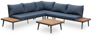 riess-ambiente Gartenlounge-Set CANNES 220 cm anthrazit natur – Garten-Sitzecke mit Tisch & 9 Kissen, (Set, 4-tlg), wetterbeständige Sitzgruppe, moderne Outdoor Terrassenmöbel