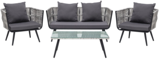 beliani 'RAGUSA' Lounge Set mit Tisch, PE Rattan grau, 156 x 69 x 70 cm