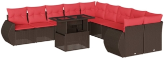 vidaXL 11-teiliges Gartensofa-Set mit Kissen, braun, Polyrattan 3268804