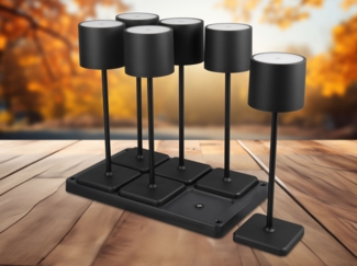 6er SET Akku LED Outdoor Tischleuchten FERNANDEZ Schwarz ohne Kabel, H: 38cm