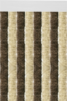 Flauschvorhang 160x185 cm in Unistreifen beige - braun, perfekter Insekten- und Sichtschutz für Ihre Balkon- und Terrassentür, viele Farben