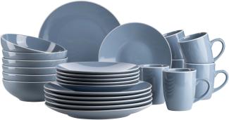 Mäser 931844 Kombiservice Elissa für 6 Personen, Steinzeug, blau (1 Set, 24-teilig)