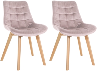 CLP 2er Set Esszimmerstühle Brook mit Samtbezug,pink