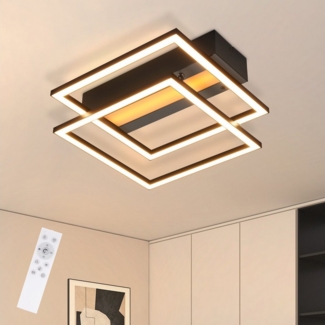 Nettlife LED Deckenleuchte Schwarz RGB Farbwechsel Dimmbar Wohnzimmer 36W Modern Rechteckig, Dimmbar,RGB