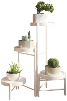 GarveeMore Blumenständer Neu Metall-Pflanzenständer Zusammenklappbares mehrstufiges Blumenregal, Kleine Topfpflanzen-Treppe Display-Regal Mit abnehmbaren Tabletts