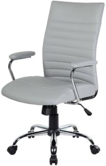 Dmora - Stuhl mit Rädern Wollongong, Chefsessel mit Armlehnen, Ergonomischer Bürostuhl, 57x59h100/109 cm, Grau