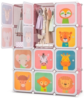 KOMFOTTEU Kleiderständer, Kleiderschrank Kinderregal mit Türen & Aufhängern