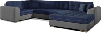 U-Sofa Damario mit Schlaffunktion Monolith 77 Blau