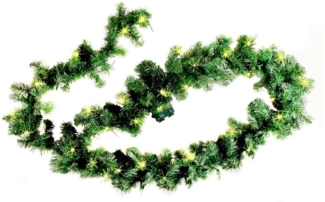 Spetebo LED-Girlande Weihnachts-Girlande grün mit Lichterkette 270 cm, 35-flammig, Künstliche Tannen Girlande mit Lichterkette und Timer - Outdoor