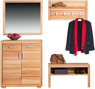 Garderoben Set Genf V Kernbuche Massivholz geölt 4-teilig