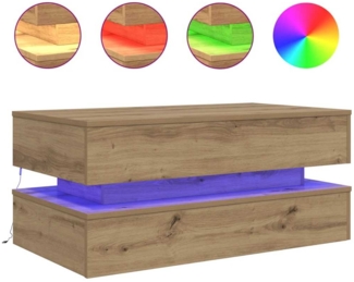 Couchtisch, Sofatisch mit LED-Leuchten Artisan-Eiche 90x50x40 cm