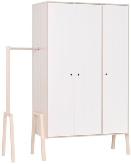 CaliCosy 'SPOT' Kleiderschrank mit 3 Türen und 5 Regalen - Holzdekor Akazie und Weiß