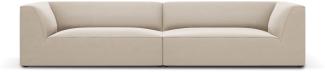 Micadoni 4-Sitzer Samtstoff Sofa Ruby | Bezug Beige | Beinfarbe Black Plastic