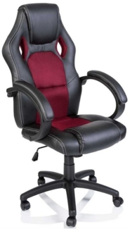 Racing Chefsessel Bürostuhl Drehstuhl 14 Farbvarianten. gepolsterte Armlehnen, Wippmechanik, Lift SGS geprüft (schwarz/weinrot)