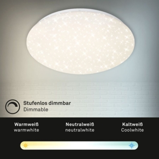 Briloner Leuchten LED Deckenleuchte 3367-216, Dimmfunktion, LED fest integriert, 2700K - Extra-Warmweiß, Deckenlampe, 38x6,5cm, Weiß, 23W, Wohnzimmer, Schlafzimmer, Küche