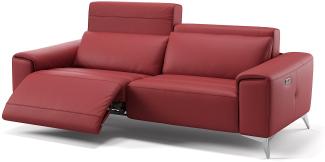 Sofanella Sofa BELLA 3-Sitzer Ledersofa Echtleder in Rot S: 200 Breite x 100 Tiefe