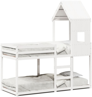 vidaXL Etagenbett mit Dach Weiß 80x200 cm Massivholz Kiefer 3281995