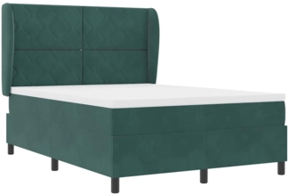 vidaXL Boxspringbett mit Matratze Dunkelgrün 140 x 190 cm Samt 3340979