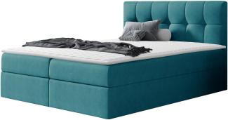 Boxspringbett Cleofas , Blau, 180x200 cm, Webstoff