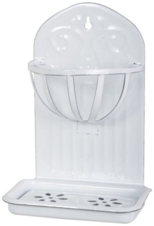 Wandseifenschale Seifenschale mit Korb für Wand Emaille Weiß Laursen 0428-11