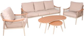 Gartenloungeset LINDA - Kunststoff, Hellbraun | Gartenmöbel Set Garten Loungegruppe Lounge-Set Pool Loungegarnitur