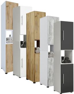 Flandu Badschrank Badmöbel Wandschrank Badezimmer Bad Möbel Schrank Eiche Dekor