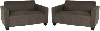 Sofa-Garnitur Couch-Garnitur 2x 2er Sofa Lyon Stoff/Textil ~ braun