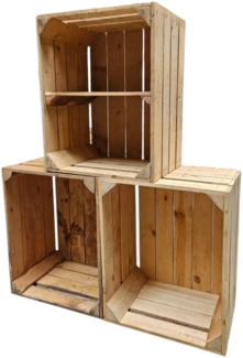 Holzkisten 3er Set 50 x 40 x 30cm Vintage mit Ablage Kurz verschraubt