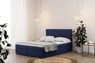 Boxspringbett Schlafzimmerbett CALVIN 140x220cm in Stoff Matt Velvet Dunkelblau