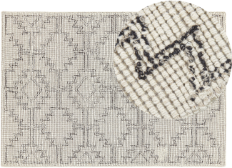 Teppich Wolle beige schwarz 140 x 200 cm URLA