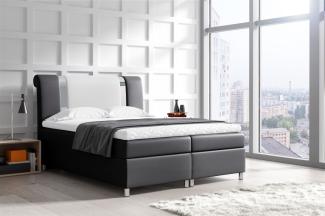 Boxspringbett NATHAN 180x200 cm Kunstl. Schwarz-Weiss