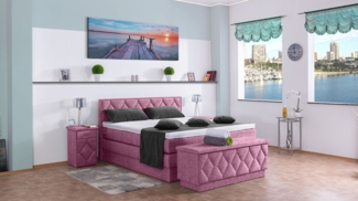 Meisterbetten Boxspringbett Yara 160x200 in DS-Viola, Matratzenbezug Nano, Ergoflex-Topper