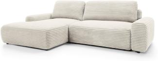 Selsey 'Alferia' Ecksofa mit Schlaffunktion, Breitcord-Bezug, creme, linksseitig, 82 x 264 x 162 cm