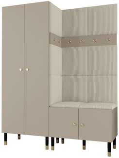 ABIKS MÖBEL Kompaktgarderobe PALERMO Set 2 Garderobe mit gepolsterten Paneelen, Industriell Design