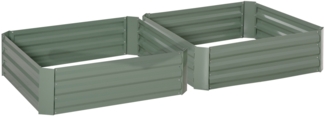 Flieks Set 2x Blumenkasten aus verzinktem Stahl, Pflanzkasten 100 x 100 x 30 cm, Grün